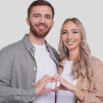 Couple Showing Heart Sign. Couple Standing Showing Love Sign. Relationship, Family, Lovers, Friends Concept