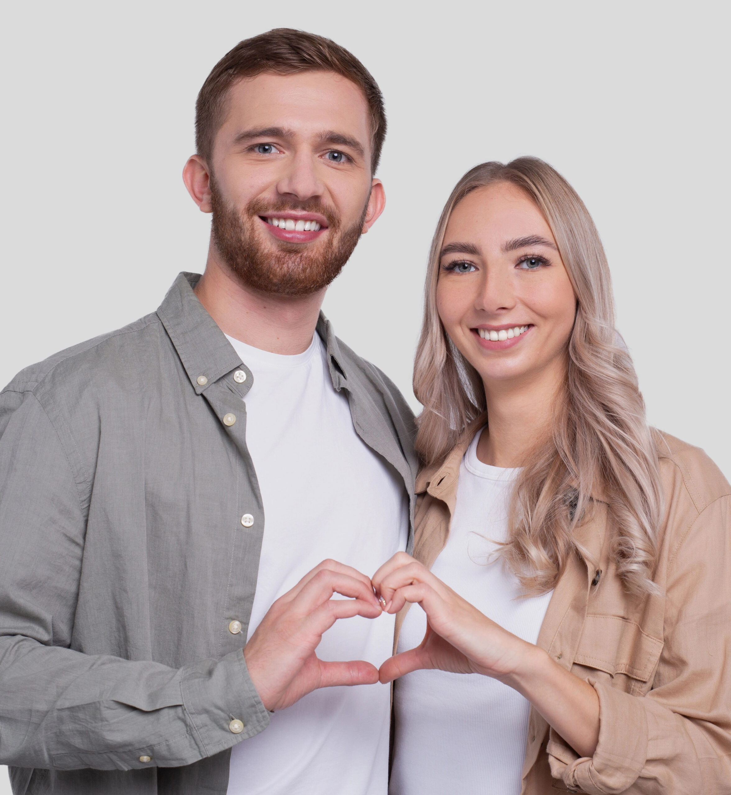 Couple Showing Heart Sign. Couple Standing Showing Love Sign. Relationship, Family, Lovers, Friends Concept
